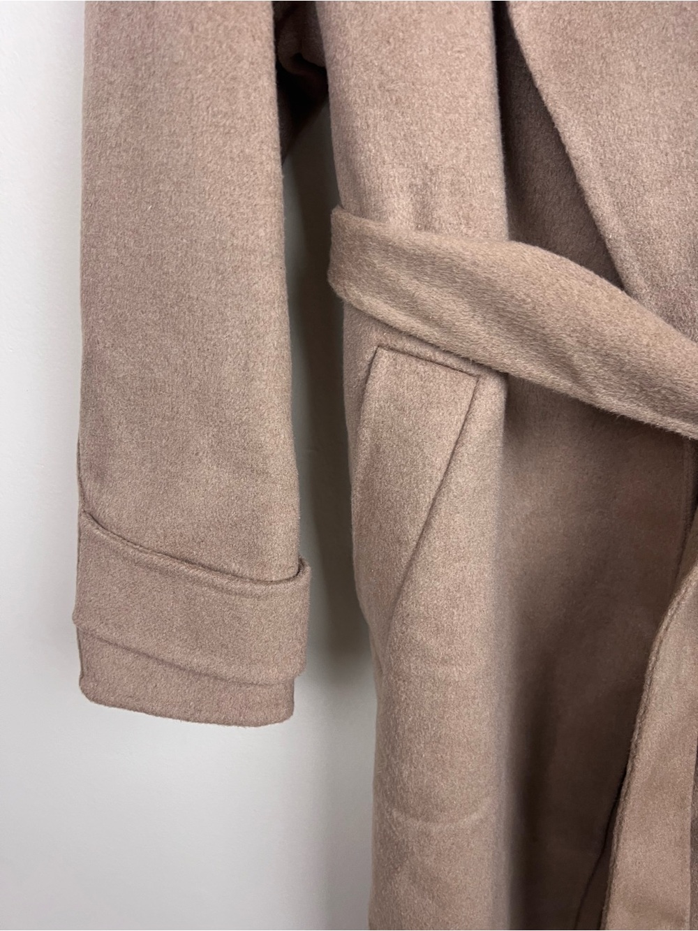 Zara Wool Blend Long Wrap Coat Camel Tan Size S Women’s - Picture 7 of 12